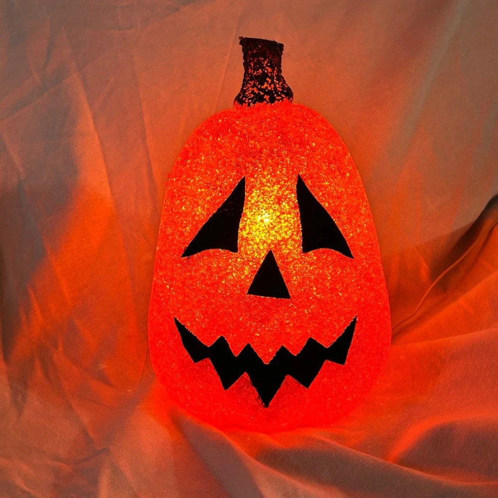 Vintage Kmart Halloween Melted Plastic Popcorn Pumpkin Jack-O-Lantern Light 12